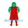 Superhero Mascot Costume with Green Muscle Suit and Red Cape