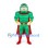 Superhero Mascot Costume with Green Muscle Suit and Red Cape