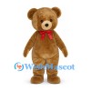 Teddy Bear Mascot Costume with Red Bow Tie