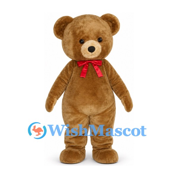 Teddy Bear Mascot Costume with Red Bow Tie