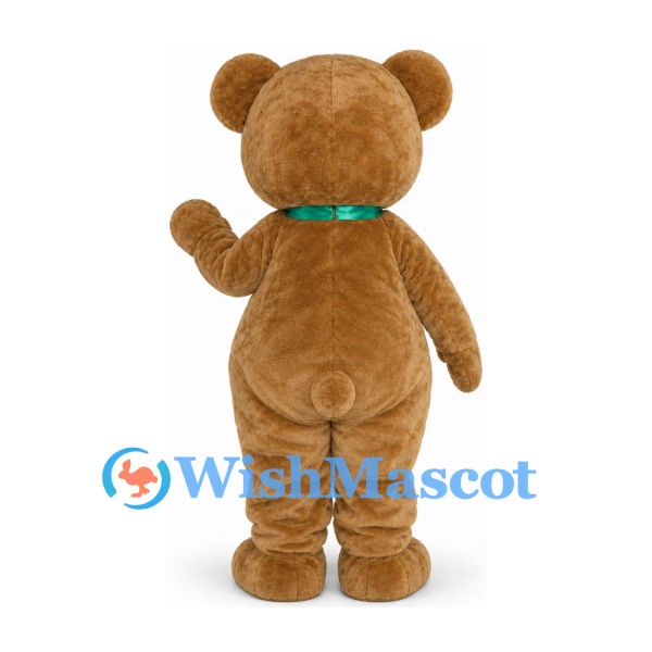 Teddy Bear Mascot Costume with Green Bow Tie