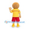 Boy Mascot Costume with Blonde Hair, Yellow Shirt and Red Shorts