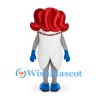 Tooth Mascot Costume with Red Hair and Blue Gloves