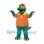 Green Crocodile Mascot Costume with Orange Tropical Shirt