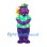 Purple Hippo Mascot Costume with Green Hawaiian Shirt and Cap