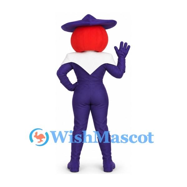 Witch Mascot Costume with Purple Hat and Red Hair