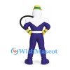 Wizard Mascot Costume with Green Hat and Purple Suit