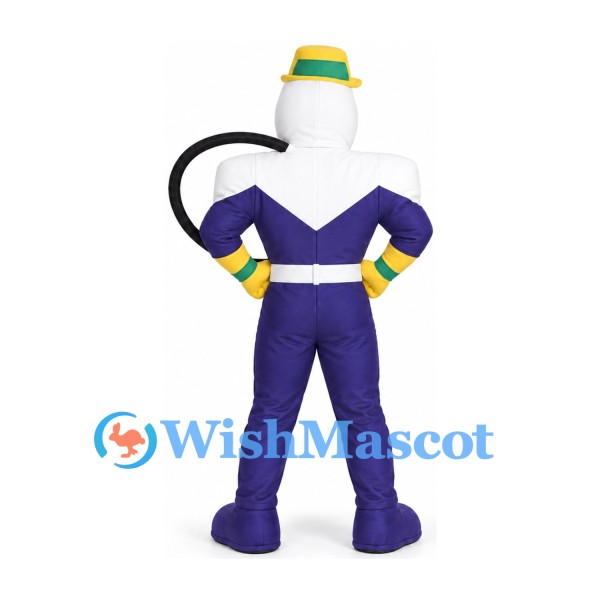 Wizard Mascot Costume with Green Hat and Purple Suit
