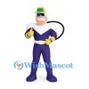 Wizard Mascot Costume with Green Hat and Purple Suit