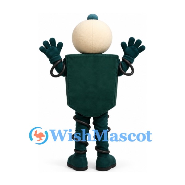 Robot Mascot Costume with Green Circuit Board Body and Silver Antenna