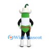 Green Chili Pepper Mascot Costume with White Cowboy Hat