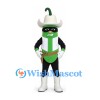 Green Chili Pepper Mascot Costume with White Cowboy Hat