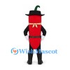 Red Chili Pepper Mascot Costume with Black Cowboy Hat