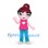 Girl Mascot Costume with Burgundy Hair, Glasses and Pink Top