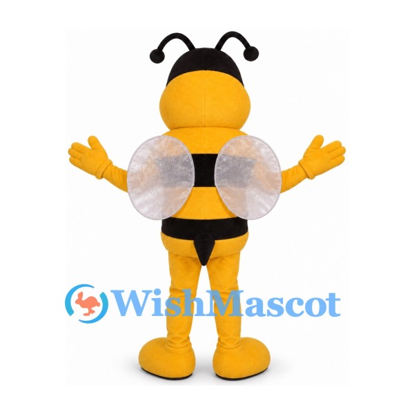 Bee Mascot Costume with Black Stripes and White Wings
