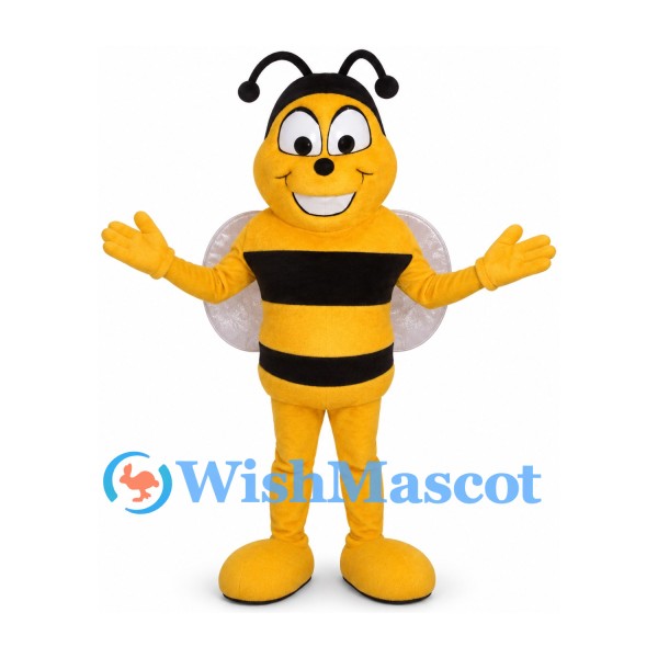 Bee Mascot Costume with Black Stripes and White Wings