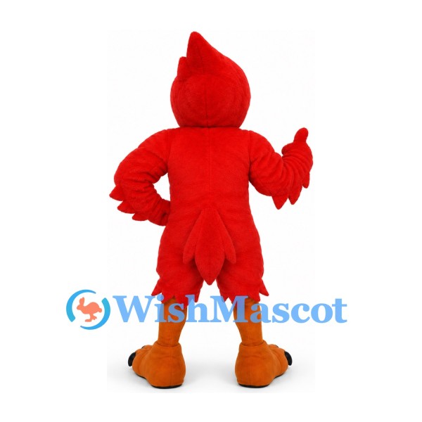 Red Cardinal Mascot Costume with Orange Beak and Feet