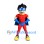 Superhero Mascot Costume with Red Muscle Suit and Blue Cape