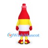 Red Sauce Bottle Mascot Costume with Yellow and White Label