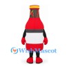 Red Sauce Bottle Mascot Costume with Black Neck and White Label