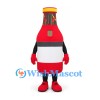 Red Sauce Bottle Mascot Costume with Black Neck and White Label