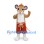 Brown Mouse Mascot Costume with White Vest and Red Shorts
