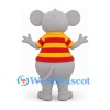 Gray Mouse Mascot Costume with Red and Yellow Striped Shirt