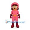 Girl Mascot Costume with Pink Helmet and Jumpsuit