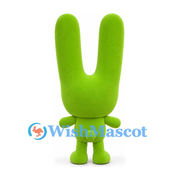 Green Rabbit Mascot Costume with Oversized Upright Ears