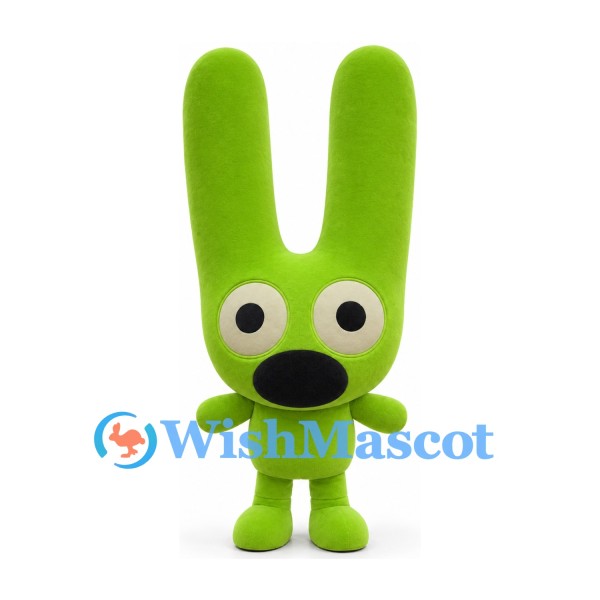 Green Rabbit Mascot Costume with Oversized Upright Ears
