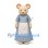 Beige Mouse Mascot Costume with Blue Floral Dress and White Apron