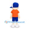 Boy Mascot Costume with Blue Cap and Orange T-Shirt