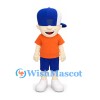 Boy Mascot Costume with Blue Cap and Orange T-Shirt