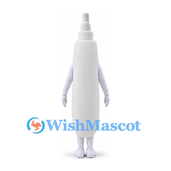 Electric Toothbrush Mascot Costume in White with Blue Button