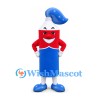 Toothpaste Tube Mascot Costume in Red and Blue with Blue Paste