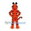 Orange Tiger Mascot Costume with White Belly and Black Stripes