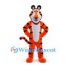 Orange Tiger Mascot Costume with White Belly and Black Stripes