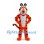 Orange Tiger Mascot Costume with White Belly and Black Stripes