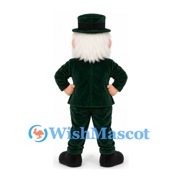 Leprechaun Mascot Costume with Dark Green Suit and Buckle Hat