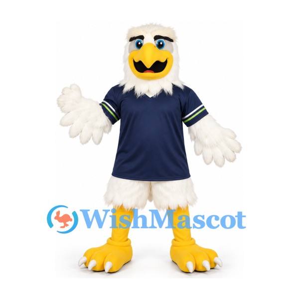 Bald Eagle Mascot Costume with Navy Sports Shirt