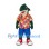 Green Shark Mascot Costume with Floral Shirt and Blue Shorts