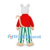 White Mouse Mascot Costume with Red Sweater and Striped Pants