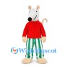 White Mouse Mascot Costume with Red Sweater and Striped Pants