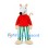 White Mouse Mascot Costume with Red Sweater and Striped Pants