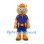 Pig Mascot Costume with Orange Hard Hat and Yellow Cape