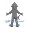 Gray Shark Mascot Costume with Open Mouth and White Belly