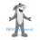 Gray Shark Mascot Costume with Open Mouth and White Belly