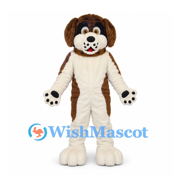 Brown and White Dog Mascot Costume with Long Ears