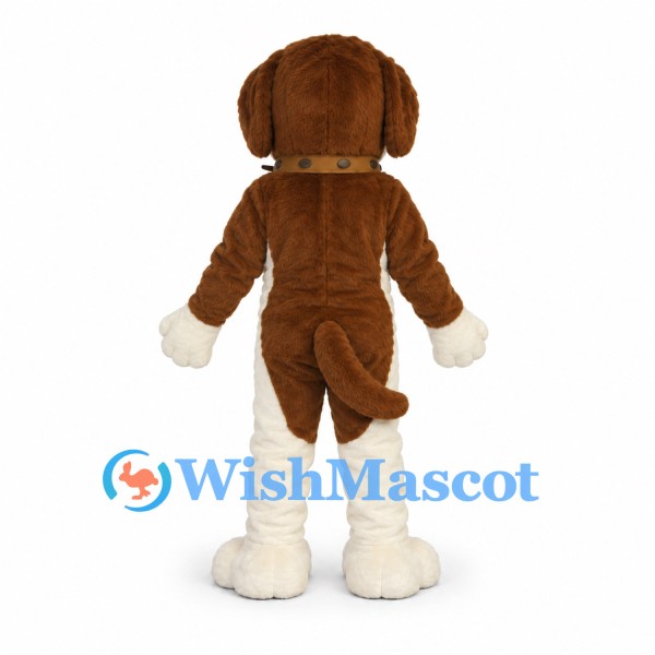 Brown and White Dog Mascot Costume with Cream Chest