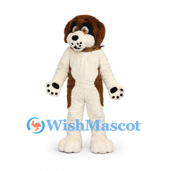 Brown and White Dog Mascot Costume with Cream Chest